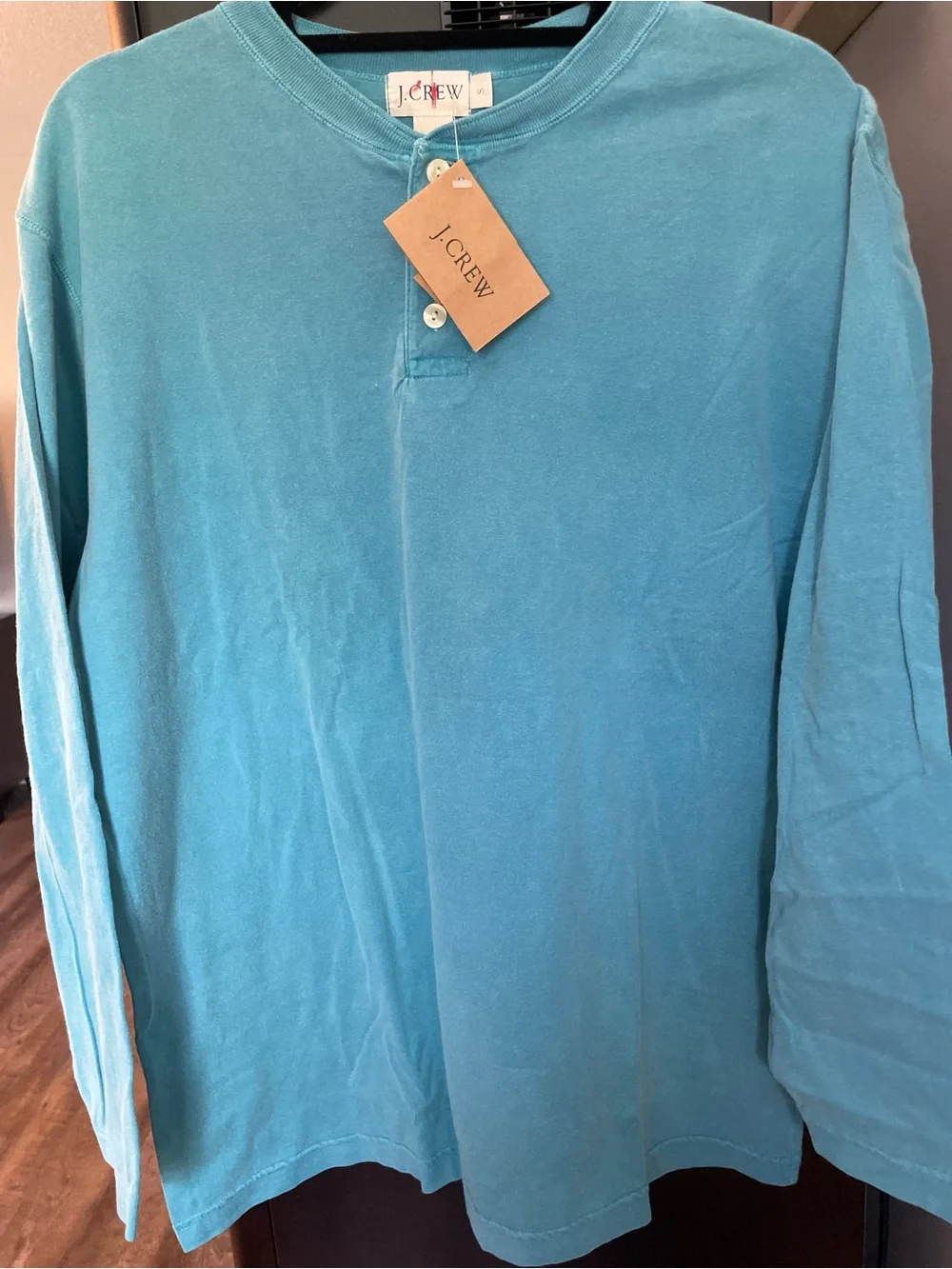 Vintage NWT Oarsman J. Crew Turquoise Blue Cotton Button-Front Long Sleeve Shirt